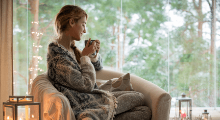 Woman drinking coffee