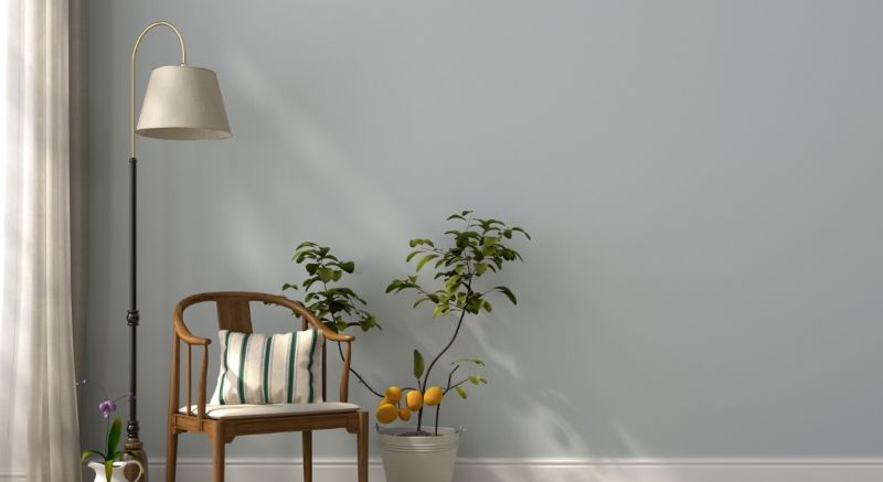 Lamp, Chair & Indoor Plant